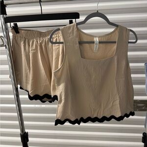 Cream and Black Women's Summer Set